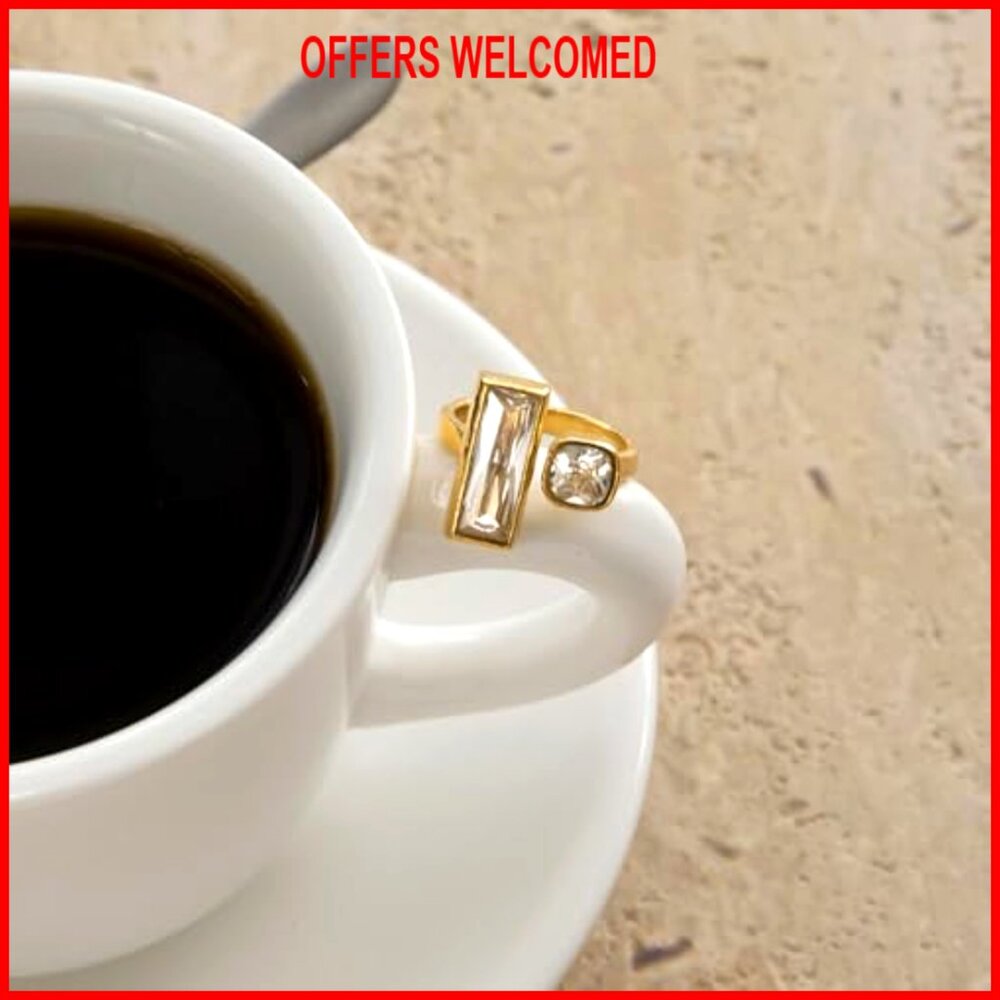 Adjustable Square Statement Ring Stainless Steel … - image 6